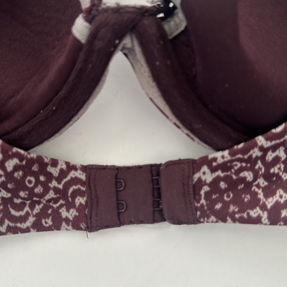 Calvin Klein 32b t-shirt push up padded bra burgundy - Picture 3 of 7
